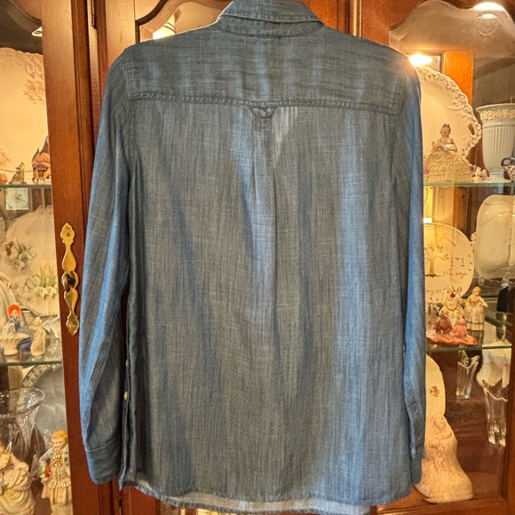 Talbots Button Detail Tencel Chambray Popover Tunic Top - Picture 7 of 13